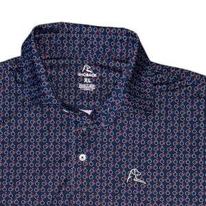 Rhoback Mens Bicycle Print Collared Short Sleeve Polo in Navy Blue & Red Size XL